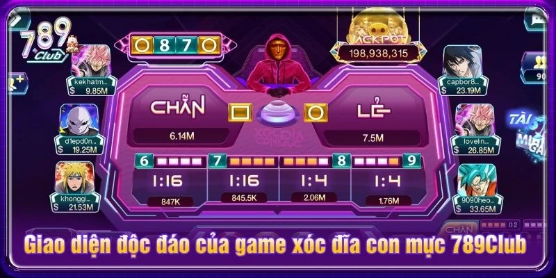 Giao diện độc đáo của game xóc đĩa con mực 789Club